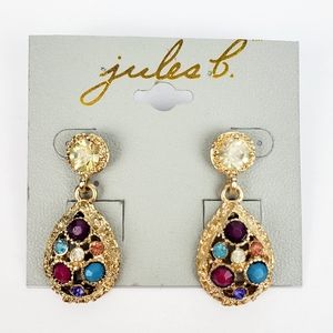Jules B Rhinestone Tear Drop Earrings NWT